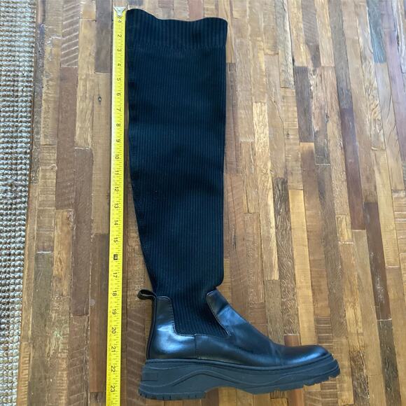 Zara Chunky Knee High Sock Boots, Size 36 Black - Picture 5 of 6